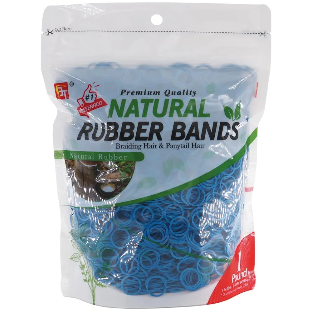 1 LB Rubber Bands Hair Band Soft Elastic Hair Accessories Braid Mini Hair Ties Stretchy Hair Ties No Damage Rubber Bands for Hair Made in Vietnam (Blue)