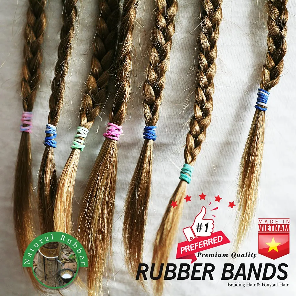 1 LB Rubber Bands Hair Band Soft Elastic Hair Accessories Braid Mini Hair Ties Stretchy Hair Ties No Damage Rubber Bands for Hair Made in Vietnam (Blue)