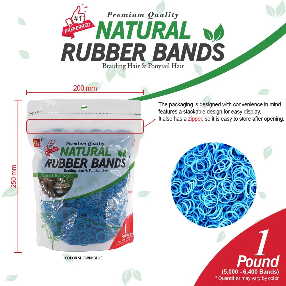 1 LB Rubber Bands Hair Band Soft Elastic Hair Accessories Braid Mini Hair Ties Stretchy Hair Ties No Damage Rubber Bands for Hair Made in Vietnam (Blue)