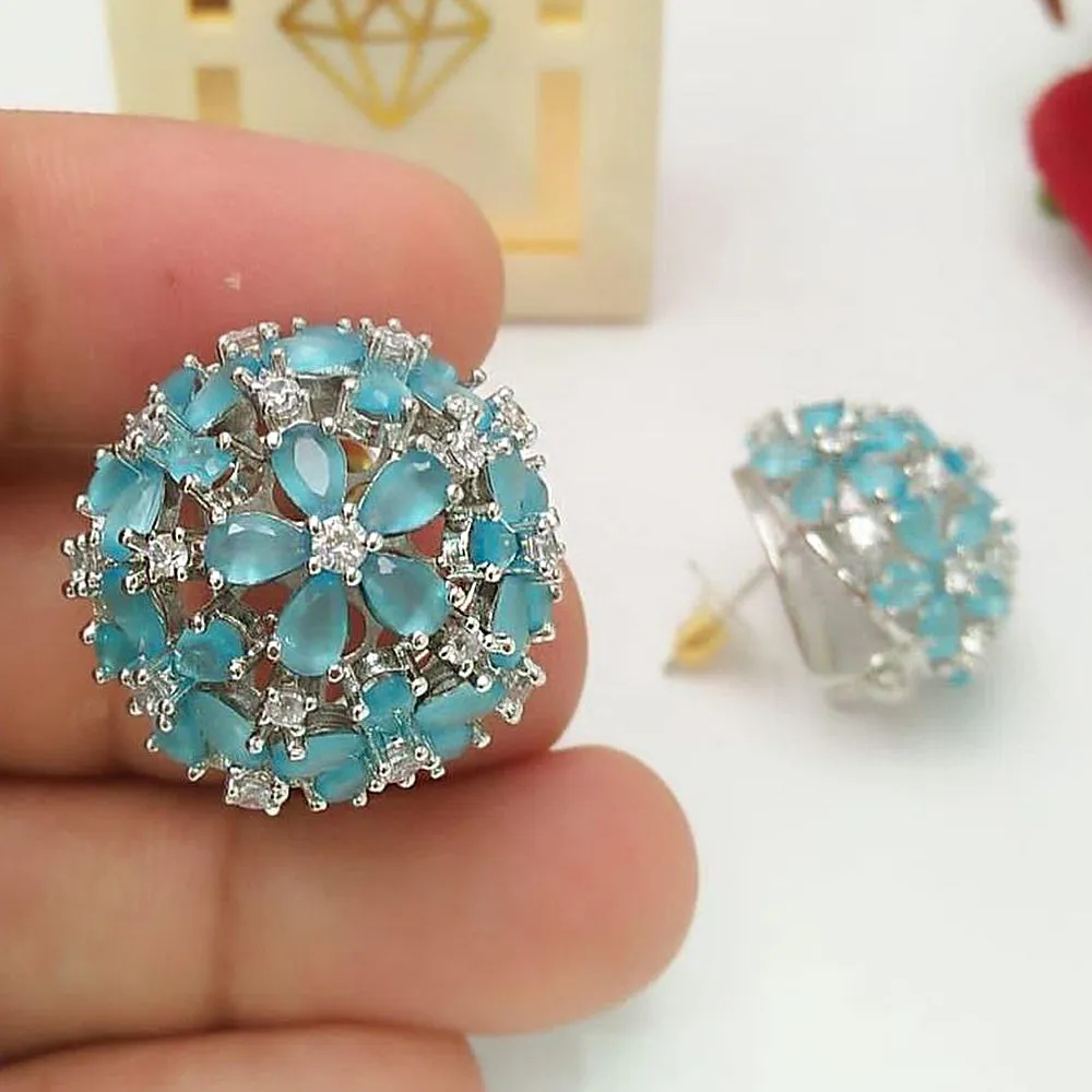 Aamrapali Silver Plated AD Dangler Earrings