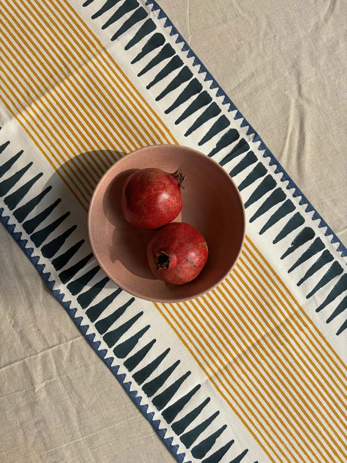 Block Printed Table Runner Blue