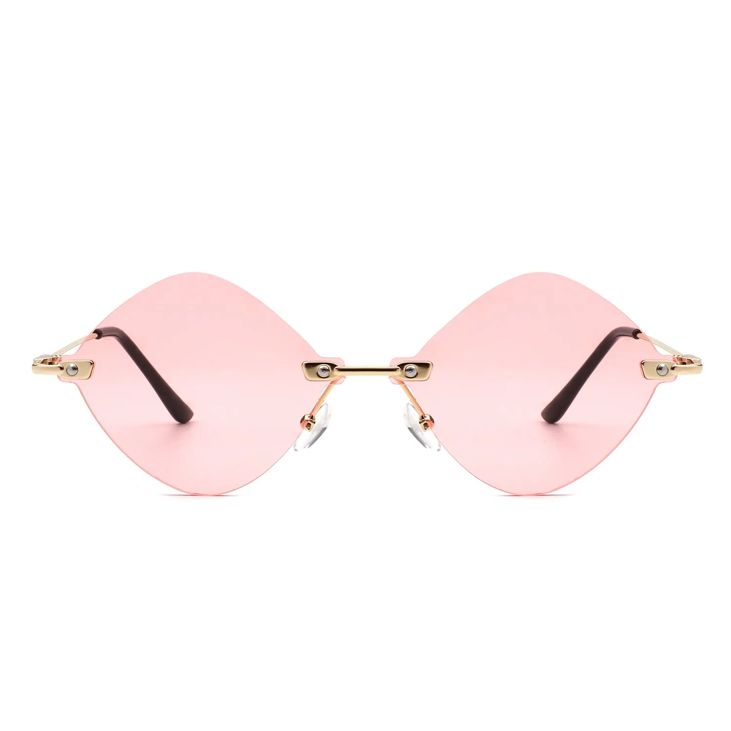 Bluewave - Rimless Retro Round Geometric Frameless Tinted Fashion Sunglasses