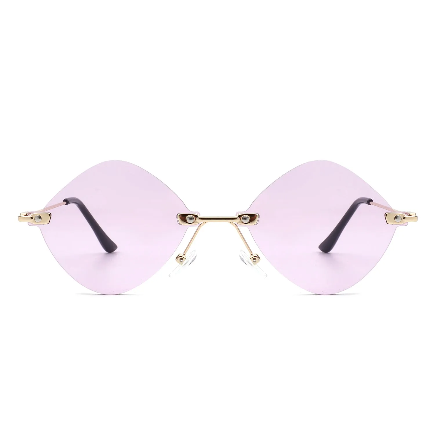 Bluewave - Rimless Retro Round Geometric Frameless Tinted Fashion Sunglasses