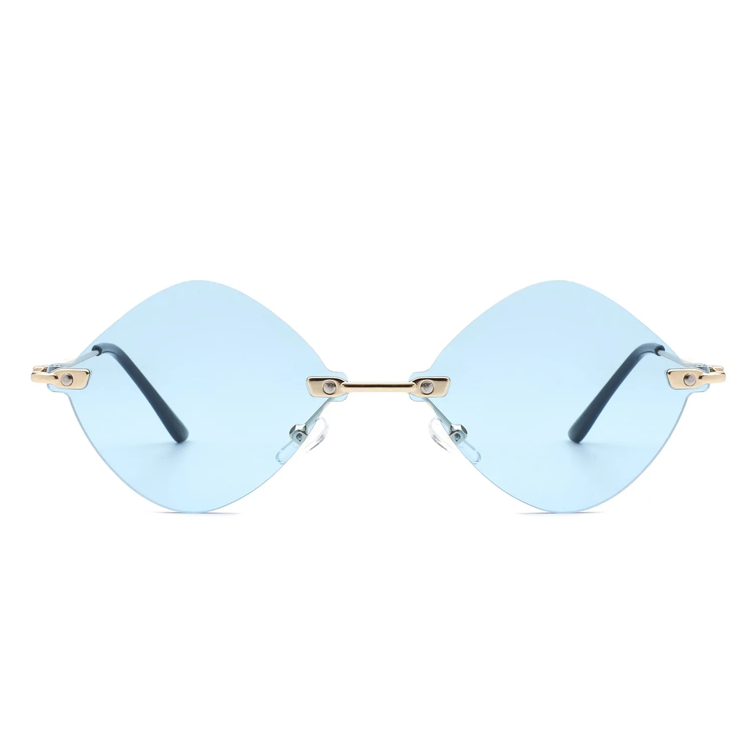 Bluewave - Rimless Retro Round Geometric Frameless Tinted Fashion Sunglasses