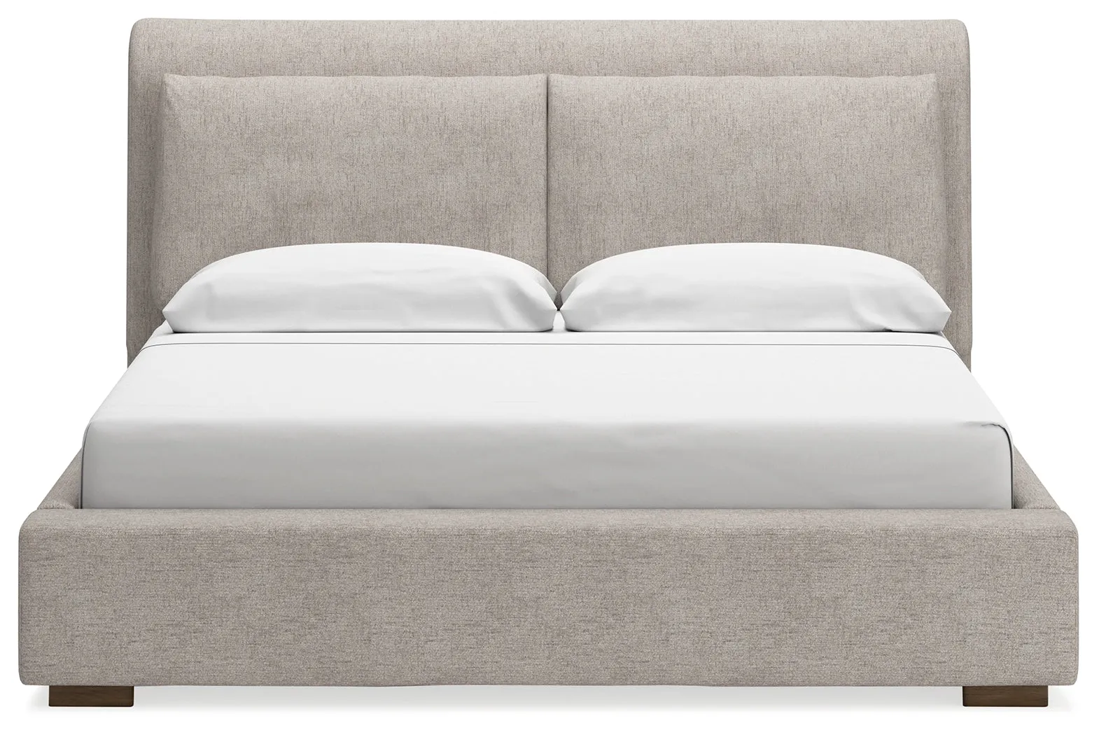 Cabalynn King Upholstered Bed with Mirrored Dresser and Chest in Light Brown