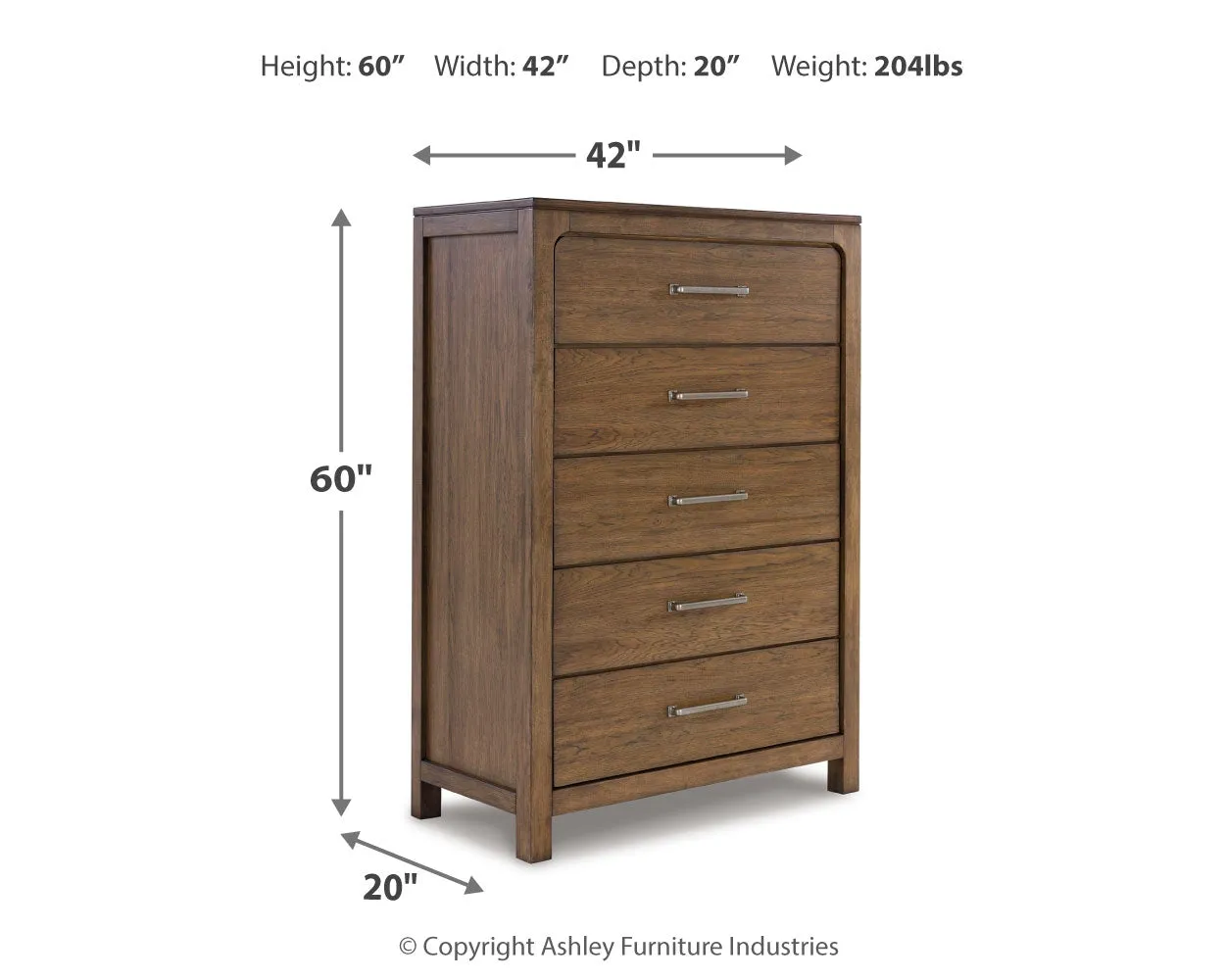 Cabalynn King Upholstered Bed with Mirrored Dresser and Chest in Light Brown