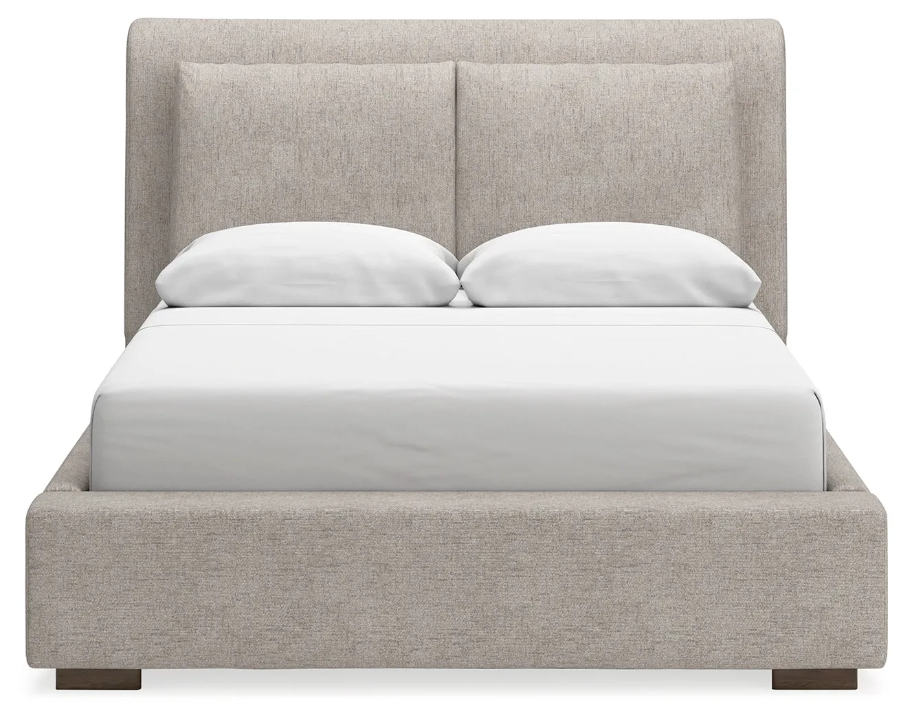 Cabalynn Queen Upholstered Bed with Mirrored Dresser, Chest and 2 Nightstands in Light Brown