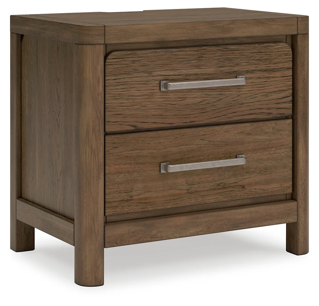 Cabalynn Queen Upholstered Bed with Mirrored Dresser, Chest and 2 Nightstands in Light Brown