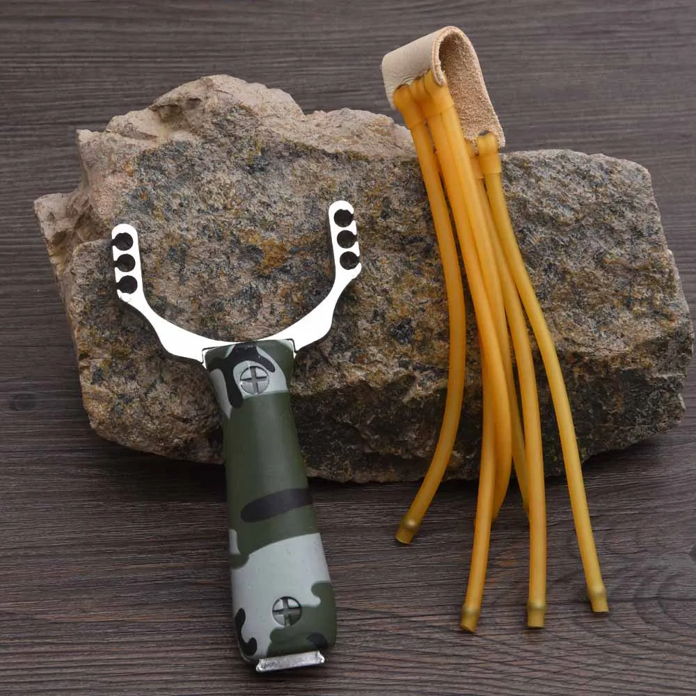 Camouflage Bow Catapult Powerful Sling Shot Aluminium Alloy Slingshot Outdoor Hunting Slingshot