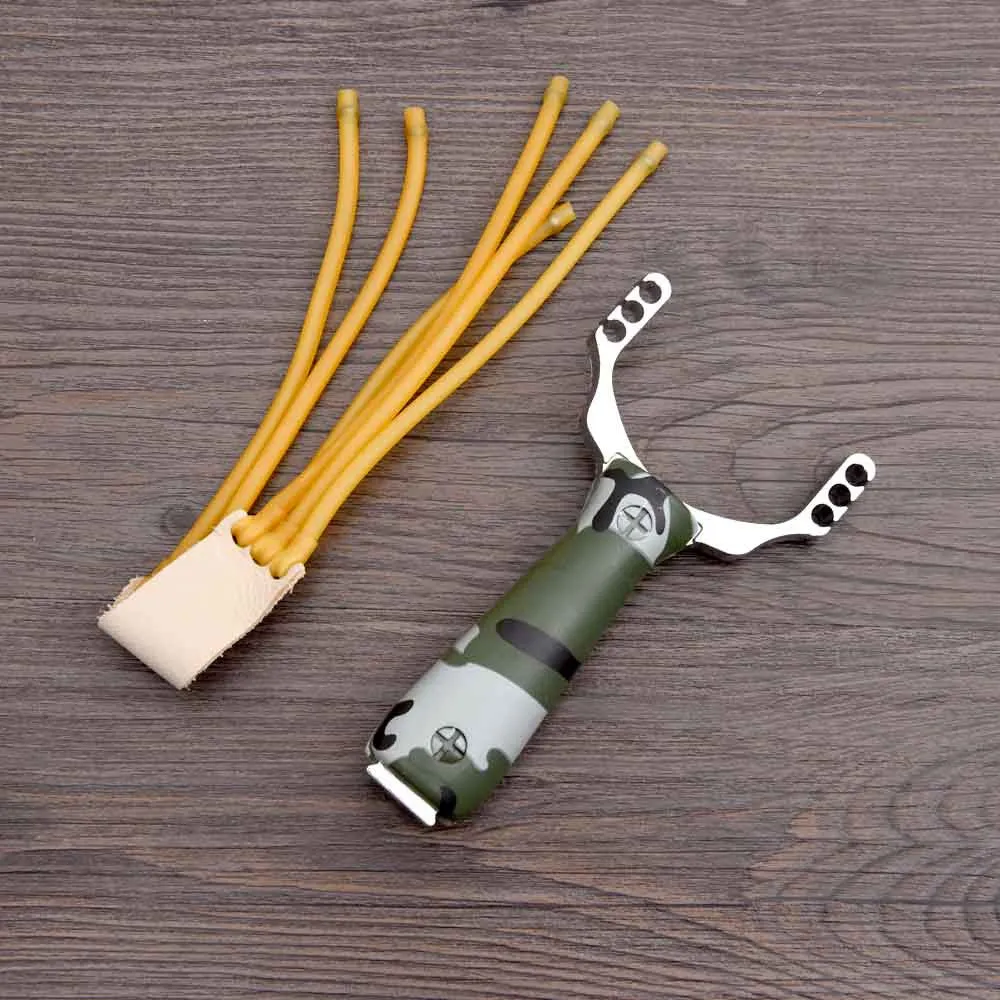 Camouflage Bow Catapult Powerful Sling Shot Aluminium Alloy Slingshot Outdoor Hunting Slingshot