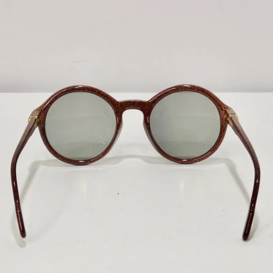 Cartier Cabriolet Round Brown 22K Gold Sunglasses Circa 1991
