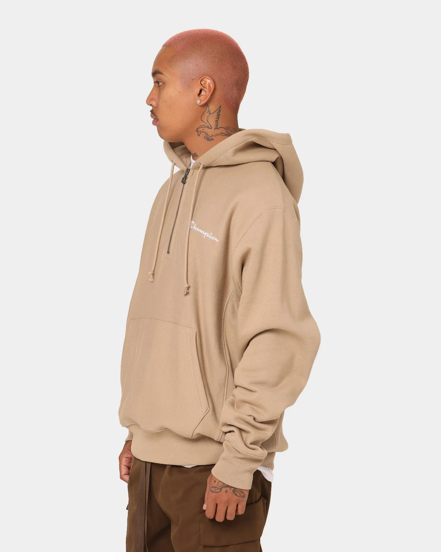 Champion Reverse Weave Quarter Zip Hoodie Country Walnut