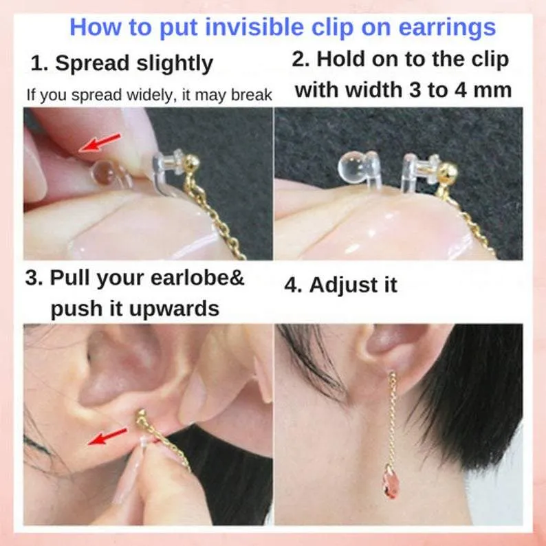 Dangle Crystal Rhinestone Star Invisible Clip On Earrings