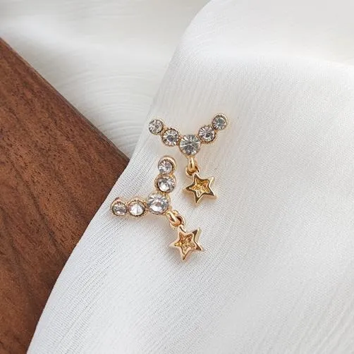 Dangle Crystal Rhinestone Star Invisible Clip On Earrings