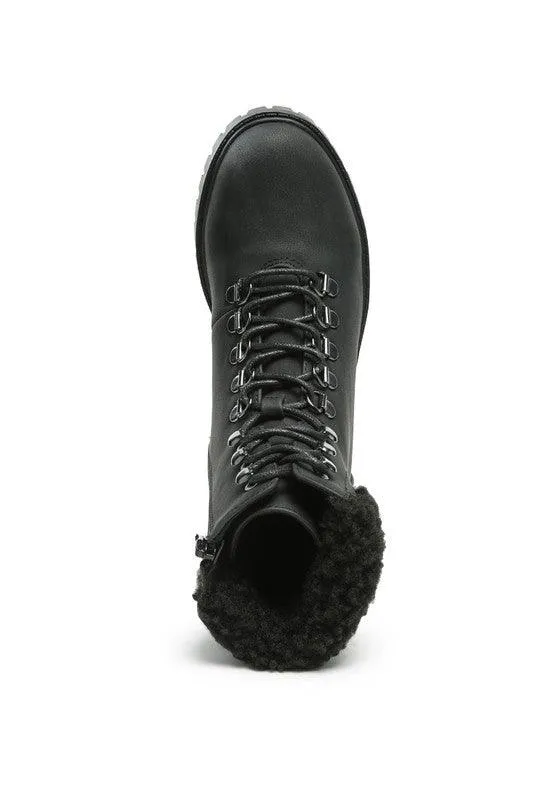 Dolon Lace-Up Fur Collared Ankle Boot