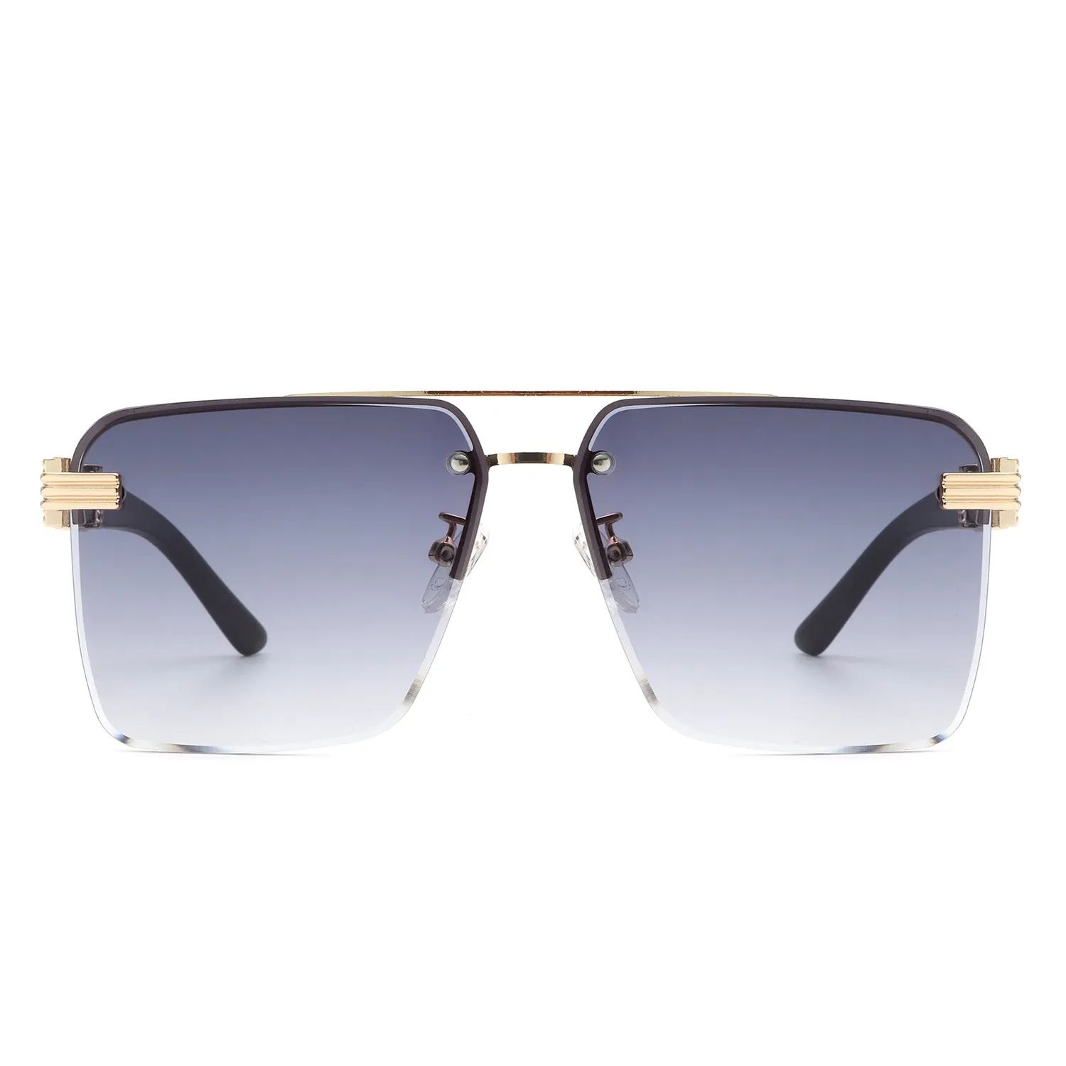 Elysian - Retro Square Rimless Brow-Bar Tinted Fashion Sunglasses