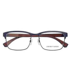 Emporio Armani Men's Matte Navy Blue Rectangular Optical Frame