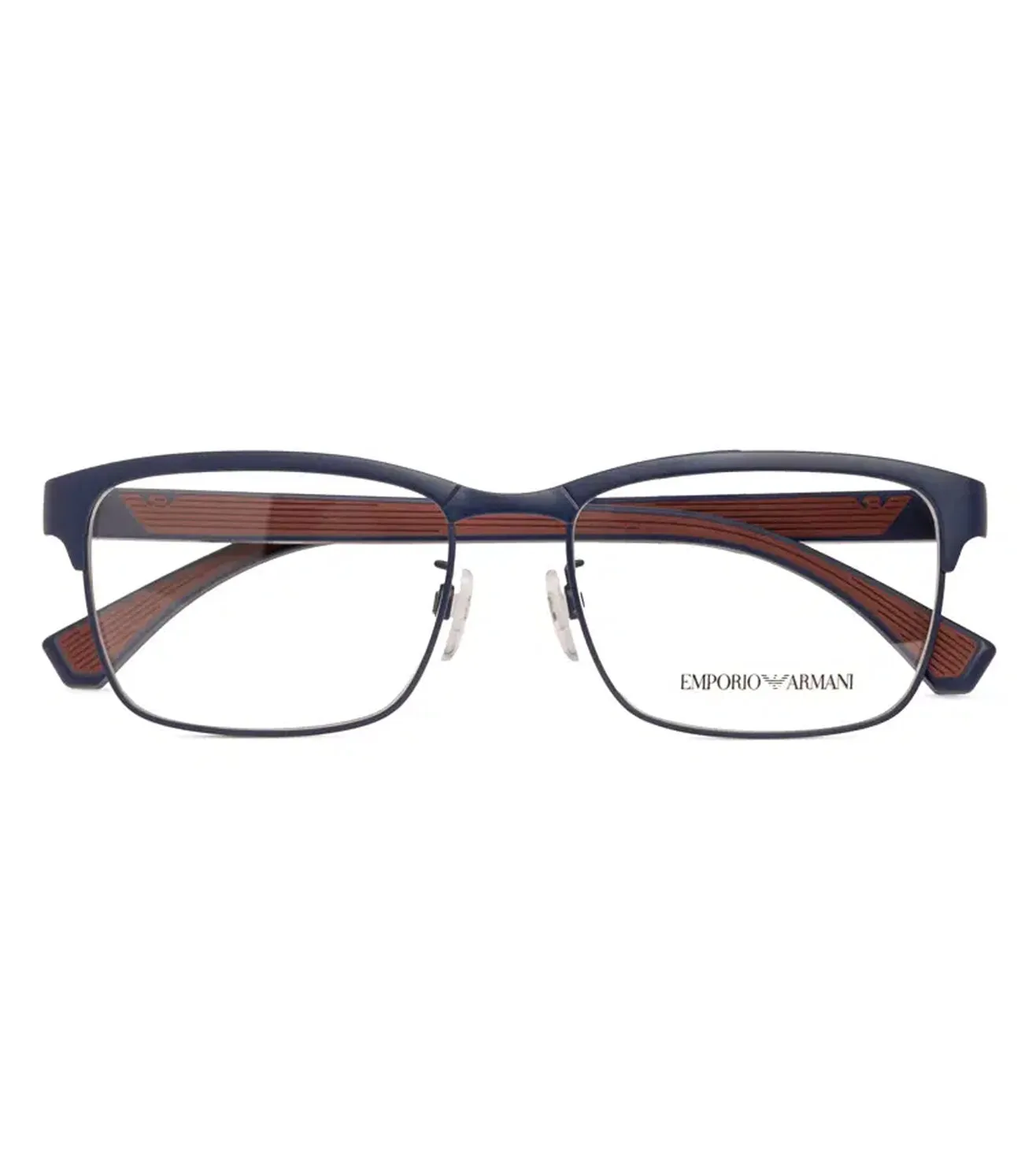 Emporio Armani Men's Matte Navy Blue Rectangular Optical Frame