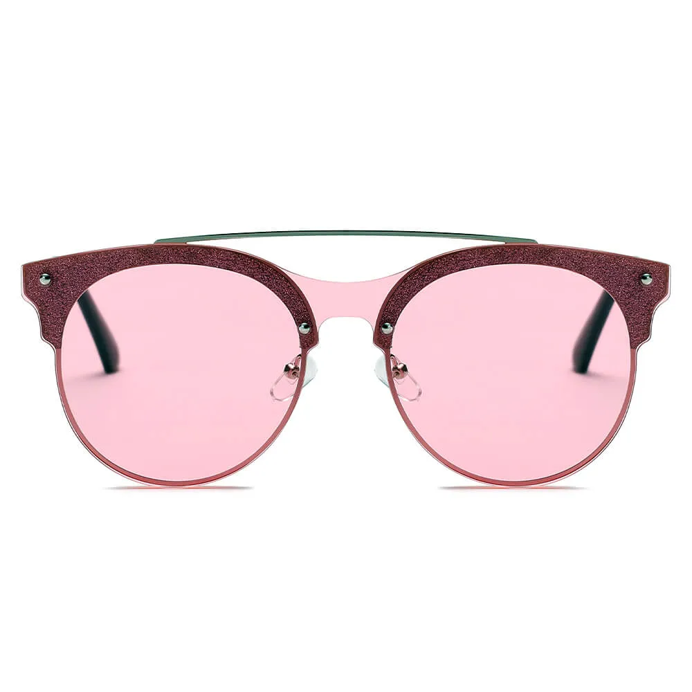 ENDICOTT | Round Circle Brow-Bar Tinted Lens Sunglasses