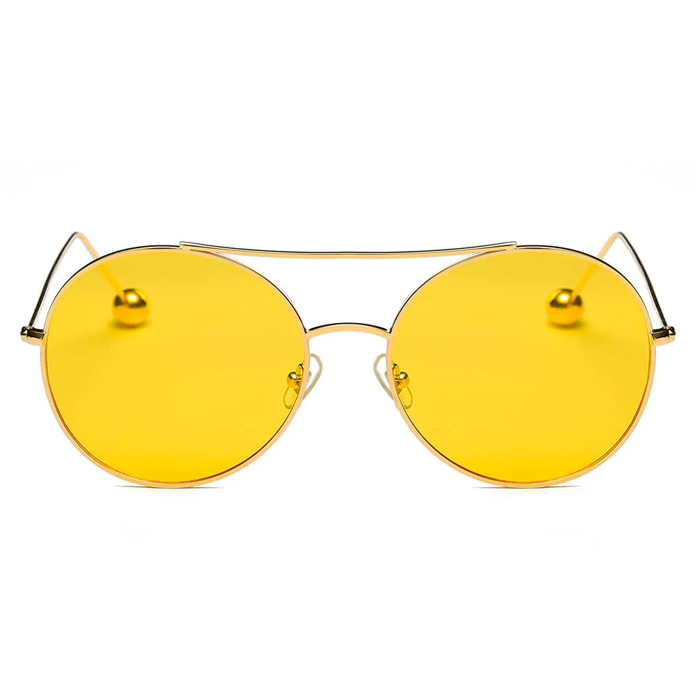 EUREKA | Unisex Round Tinted Lens Aviator Clear Glasses Balled Sunglasses