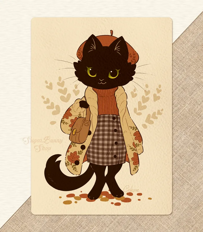 Fall Felines Audrey Textured Print