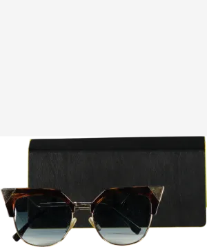 Fendi Brown Iridia Sunglasses - Ff 0149/s Cat Eye Havana Gold Tortoise Gradient Lens In Case One Size