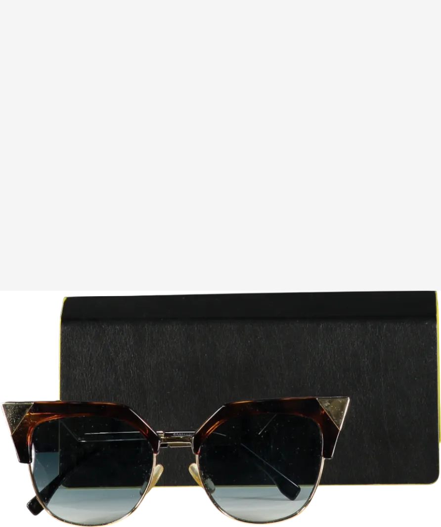Fendi Brown Iridia Sunglasses - Ff 0149/s Cat Eye Havana Gold Tortoise Gradient Lens In Case One Size