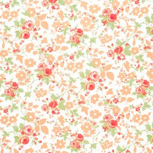 Fruit Cocktail - Summer Floral Ice Cream Tangerine Yardage