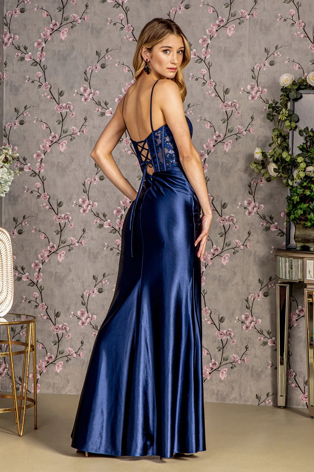 GLS BY GLORIA GL3439 Draped Illusion Evening Dress
