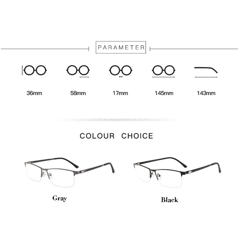 Gmei Unisex Eyeglasses Alloy Frame With Magnetic Clip On Sunglasses 94007