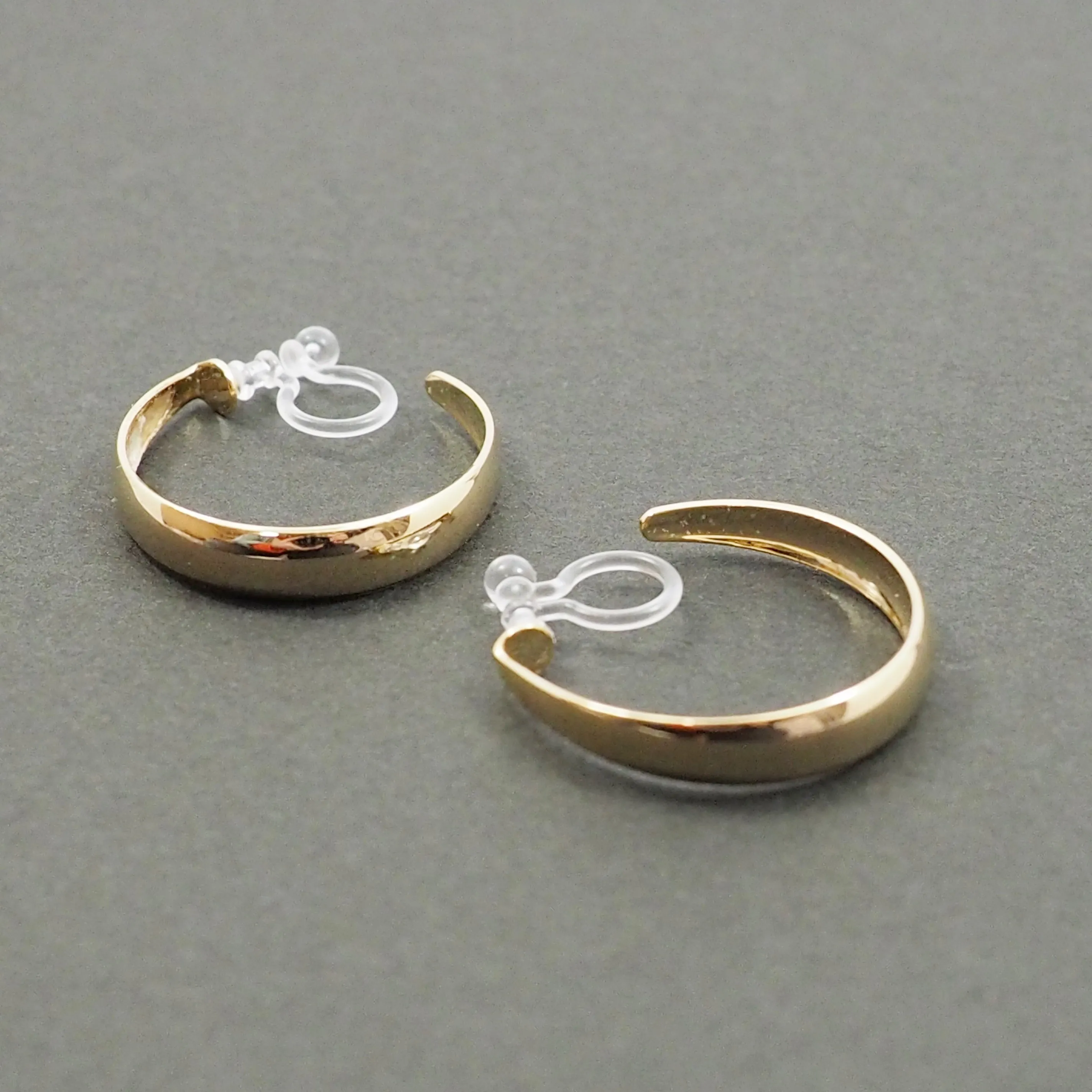 Gold Rounded Invisible Clip On Hoop Earrings
