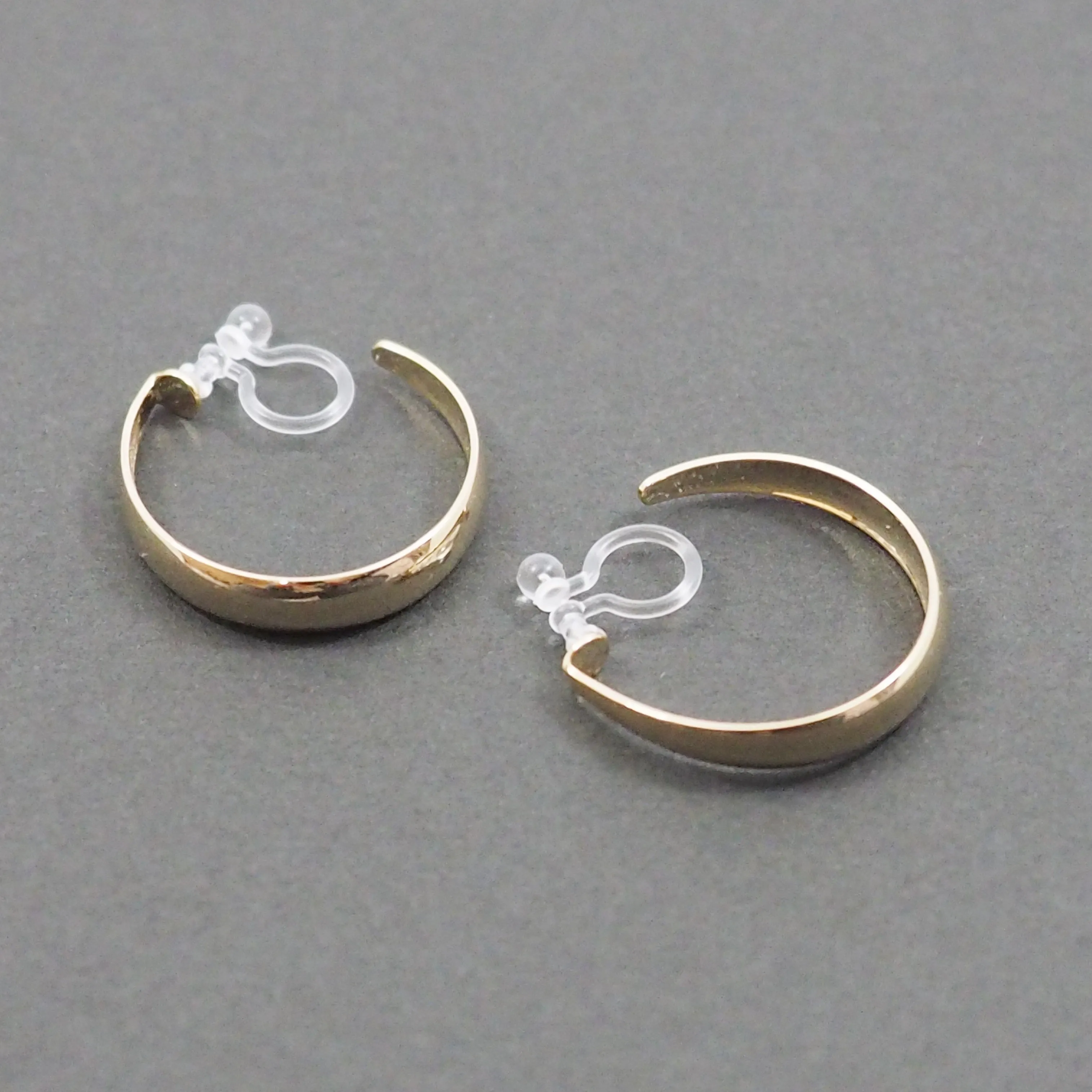 Gold Rounded Invisible Clip On Hoop Earrings