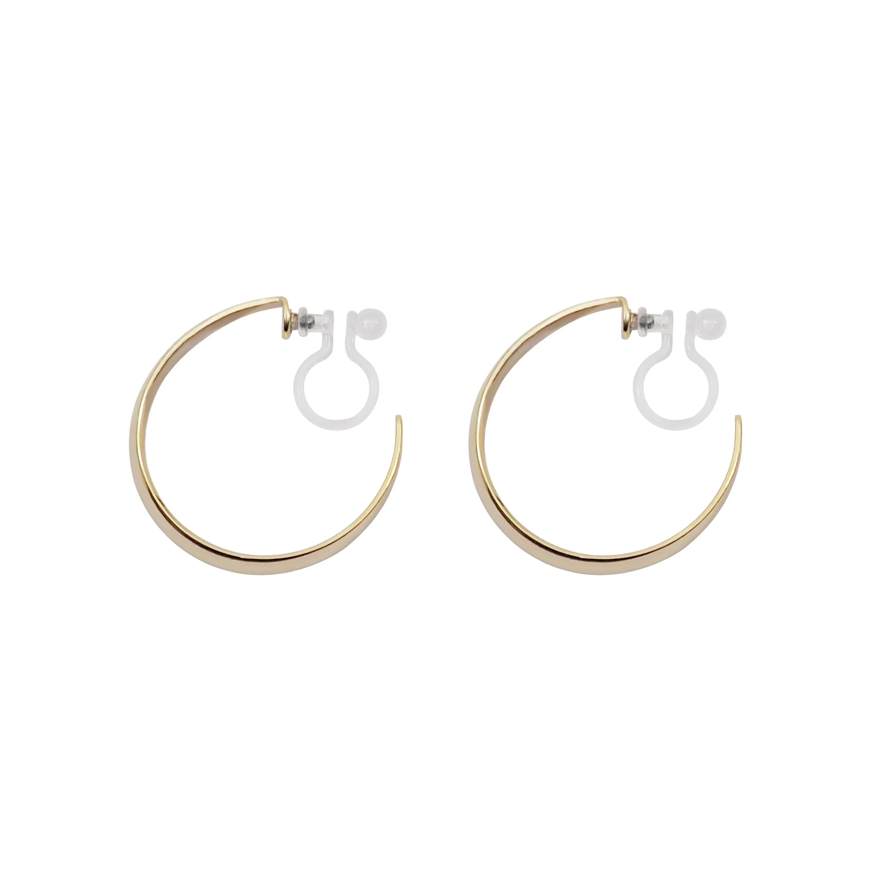 Gold Rounded Invisible Clip On Hoop Earrings