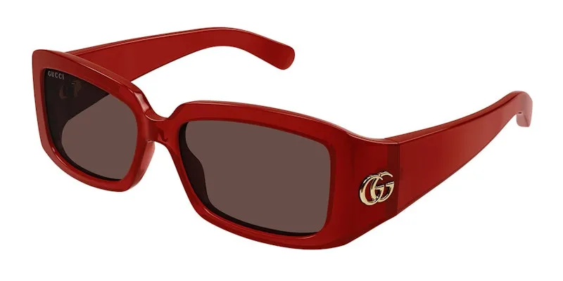 Gucci Gg Corner Square Sunglasses Burgundy/Brown