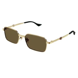 Gucci GG1495S 002 Men’s Sunglasses - Gold Frame, Brown Lenses