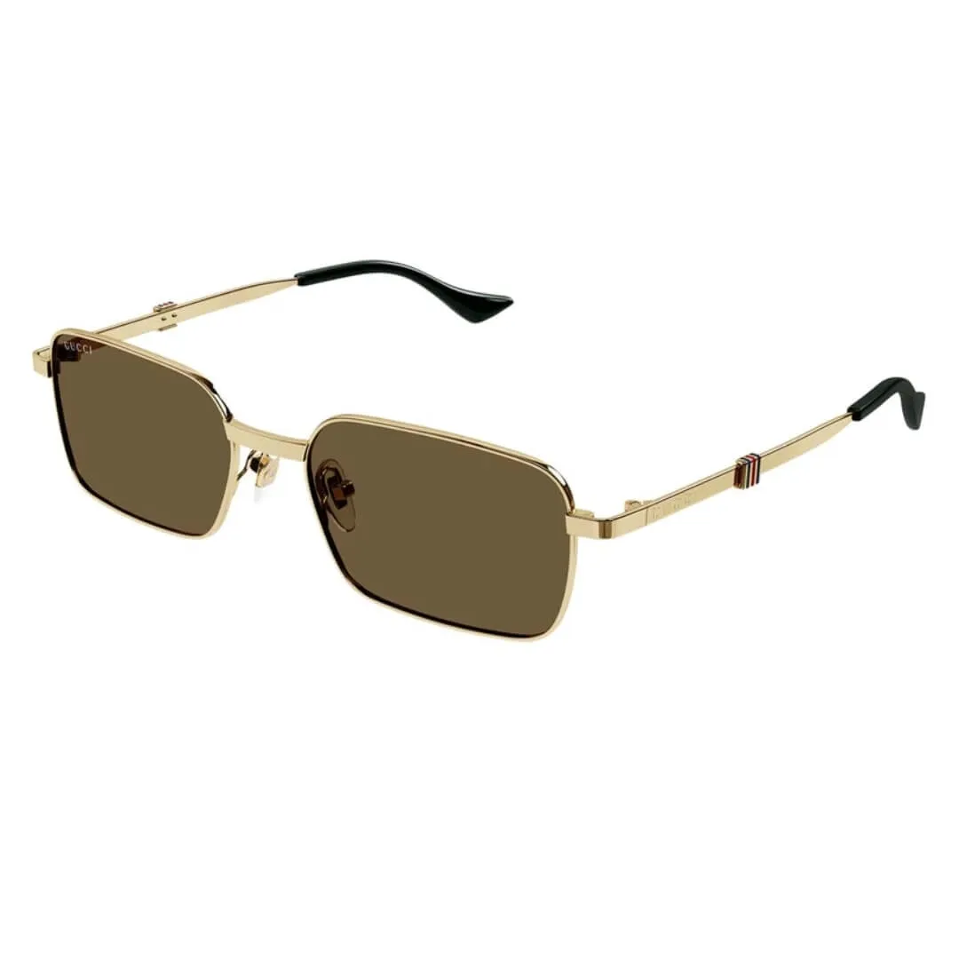 Gucci GG1495S 002 Men’s Sunglasses - Gold Frame, Brown Lenses