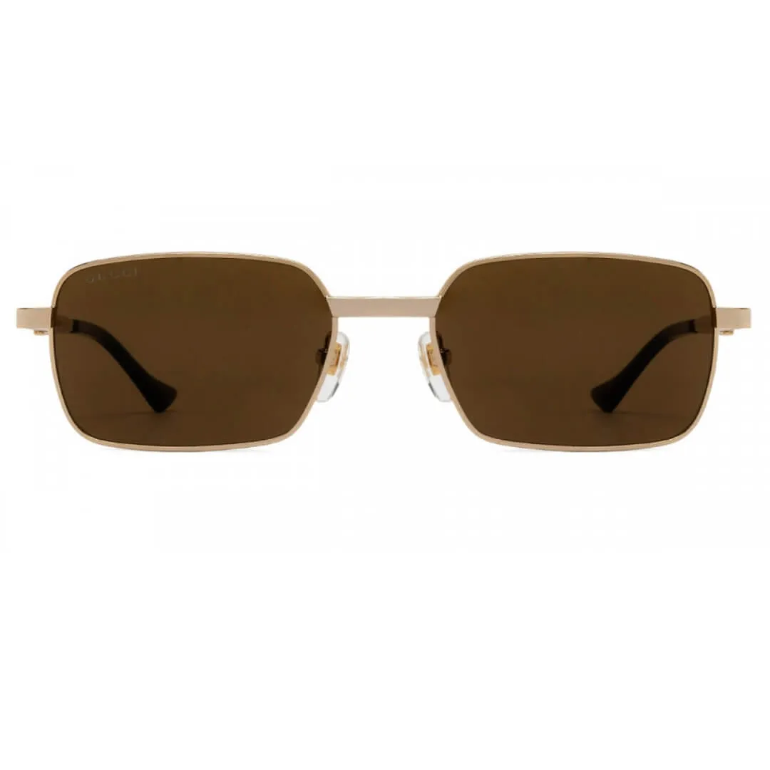 Gucci GG1495S 002 Men’s Sunglasses - Gold Frame, Brown Lenses