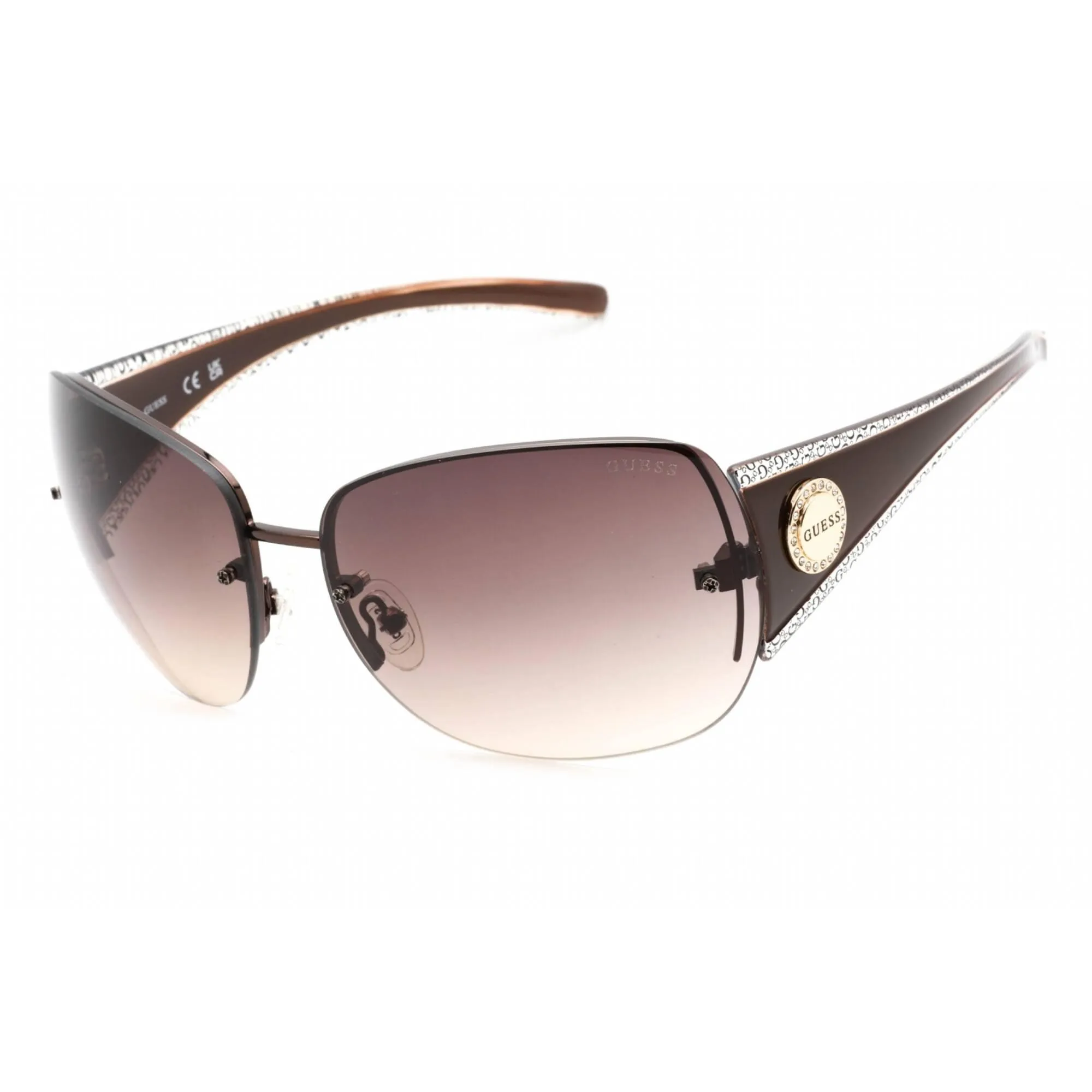 Guess Factory Women's Sunglasses - Shiny Dark Brown Plastic Rectangular | GF6187 48F