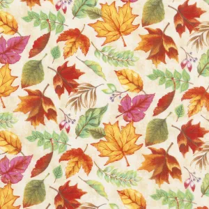 Happy Gatherings - Tossed Leaves Gold Yellow Yardage