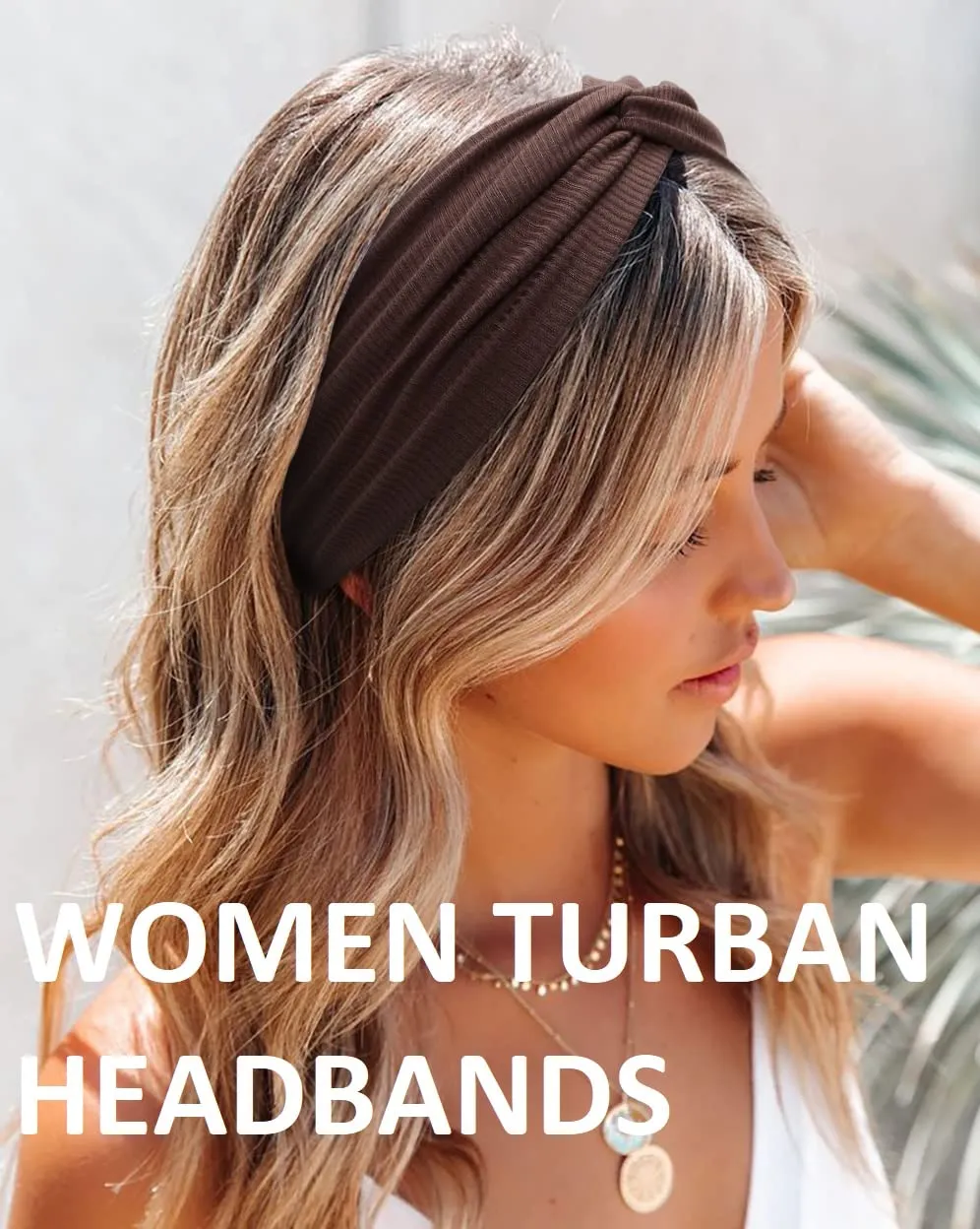 Huachi Boho Knotted Headbands - Wide Non-Slip Turban Hair Accessories for Women in Solid Colors
