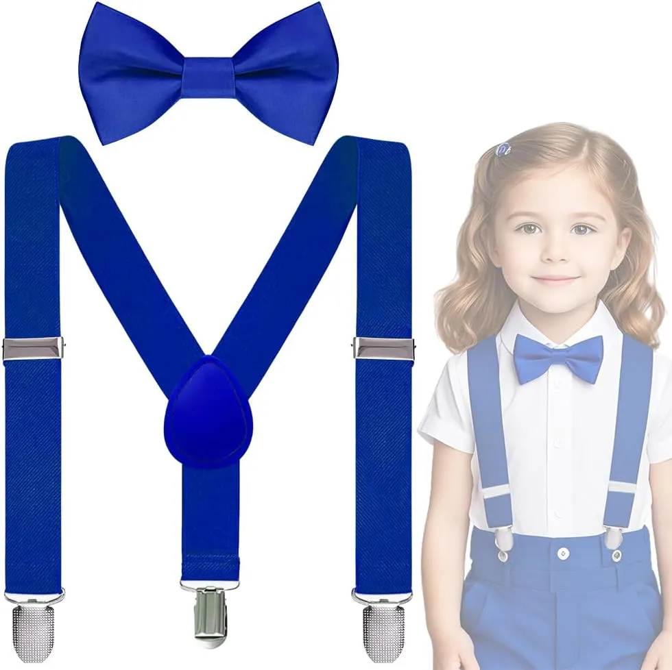 Kids Suspenders & Bowtie Set for Boys Girls 6M-6Y | Birthday Wedding Formal Accessories