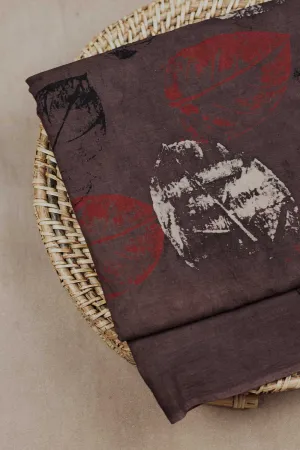 Leaves on Brown  Ajrak Cotton Fabric