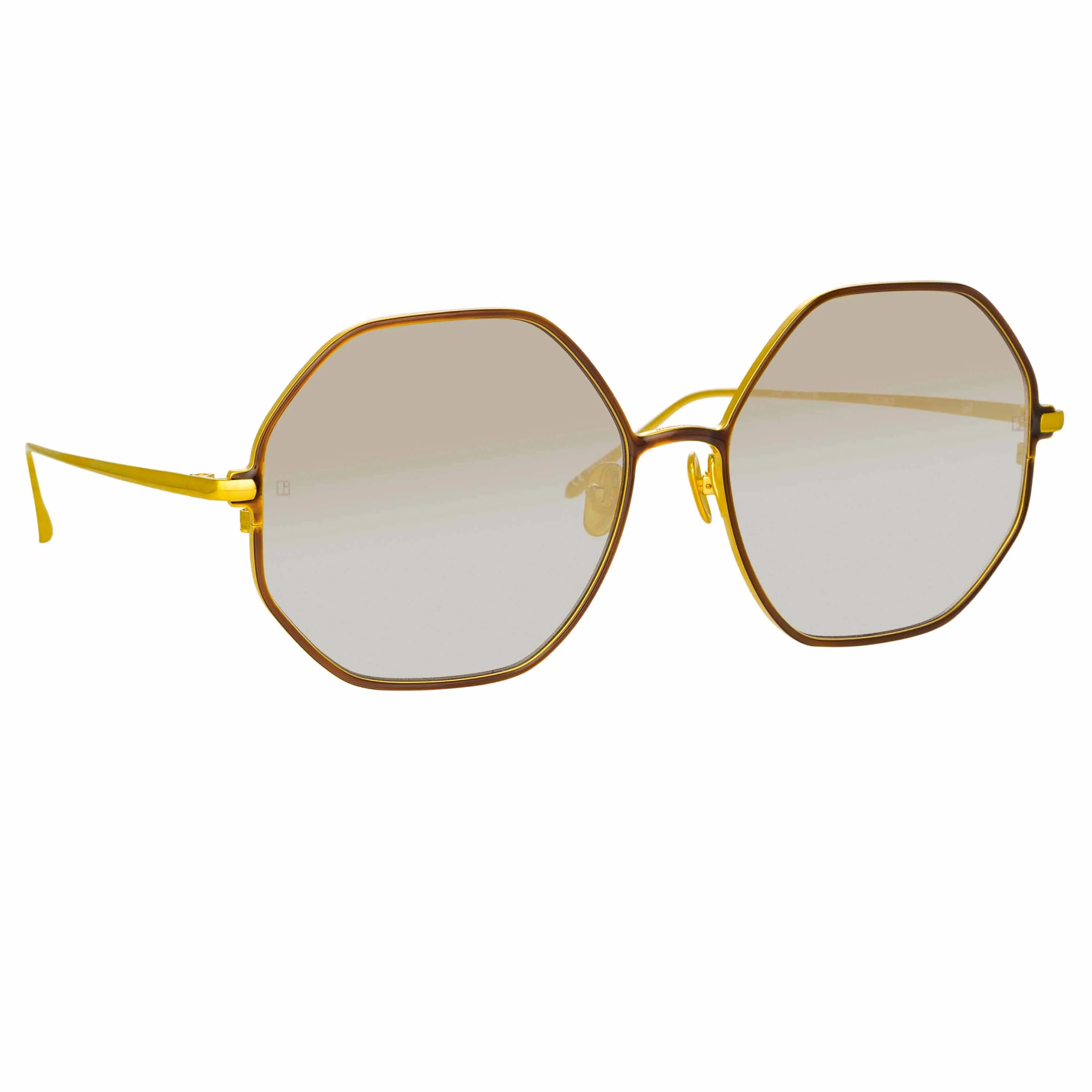 Leif Oversized Sunglasses in Yellow Gold and Brown