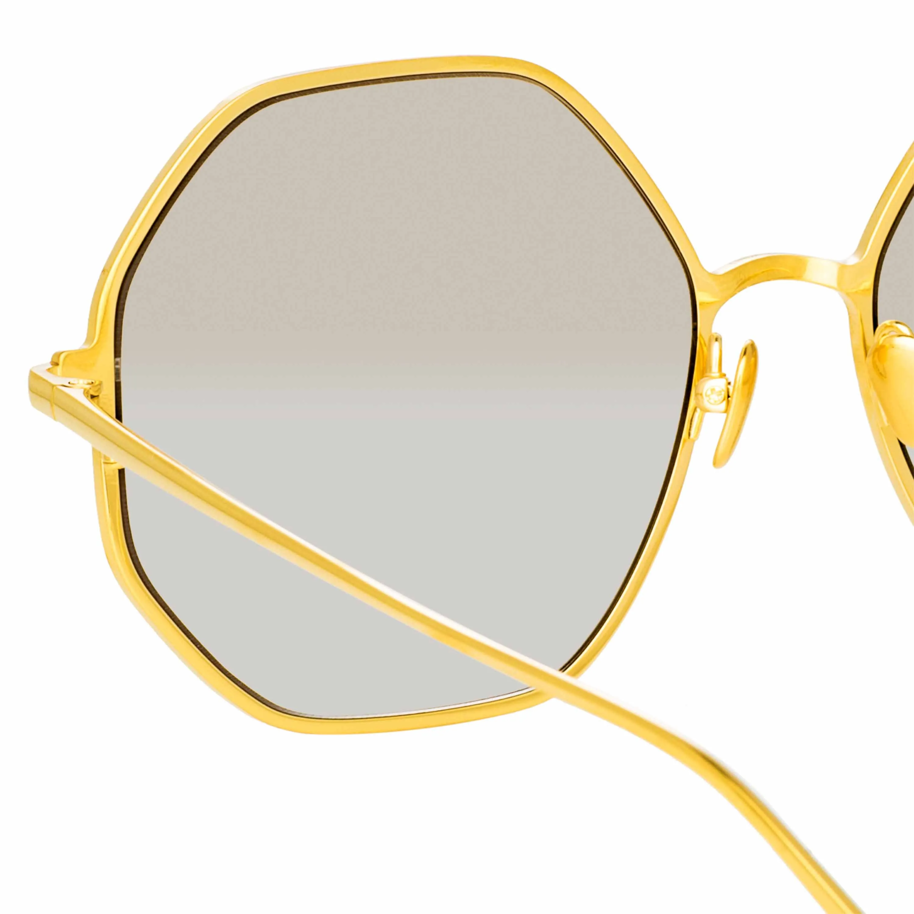 Leif Oversized Sunglasses in Yellow Gold and Brown