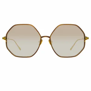 Leif Oversized Sunglasses in Yellow Gold and Brown
