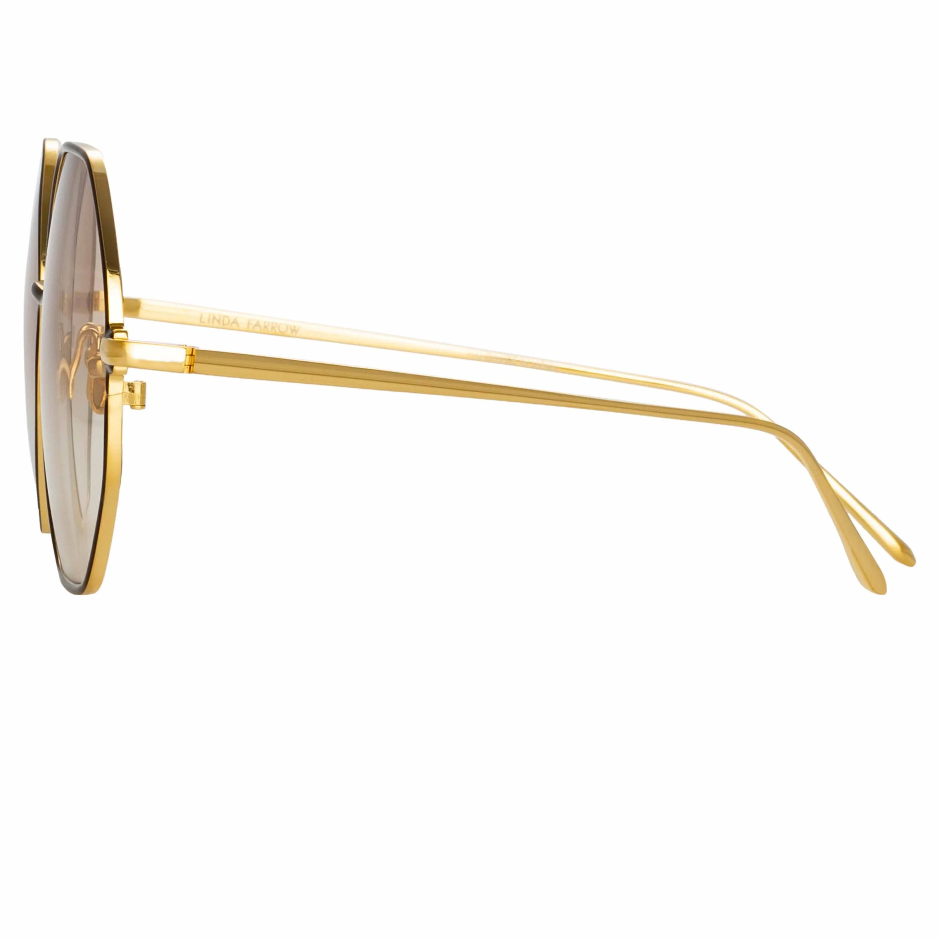 Leif Oversized Sunglasses in Yellow Gold and Brown
