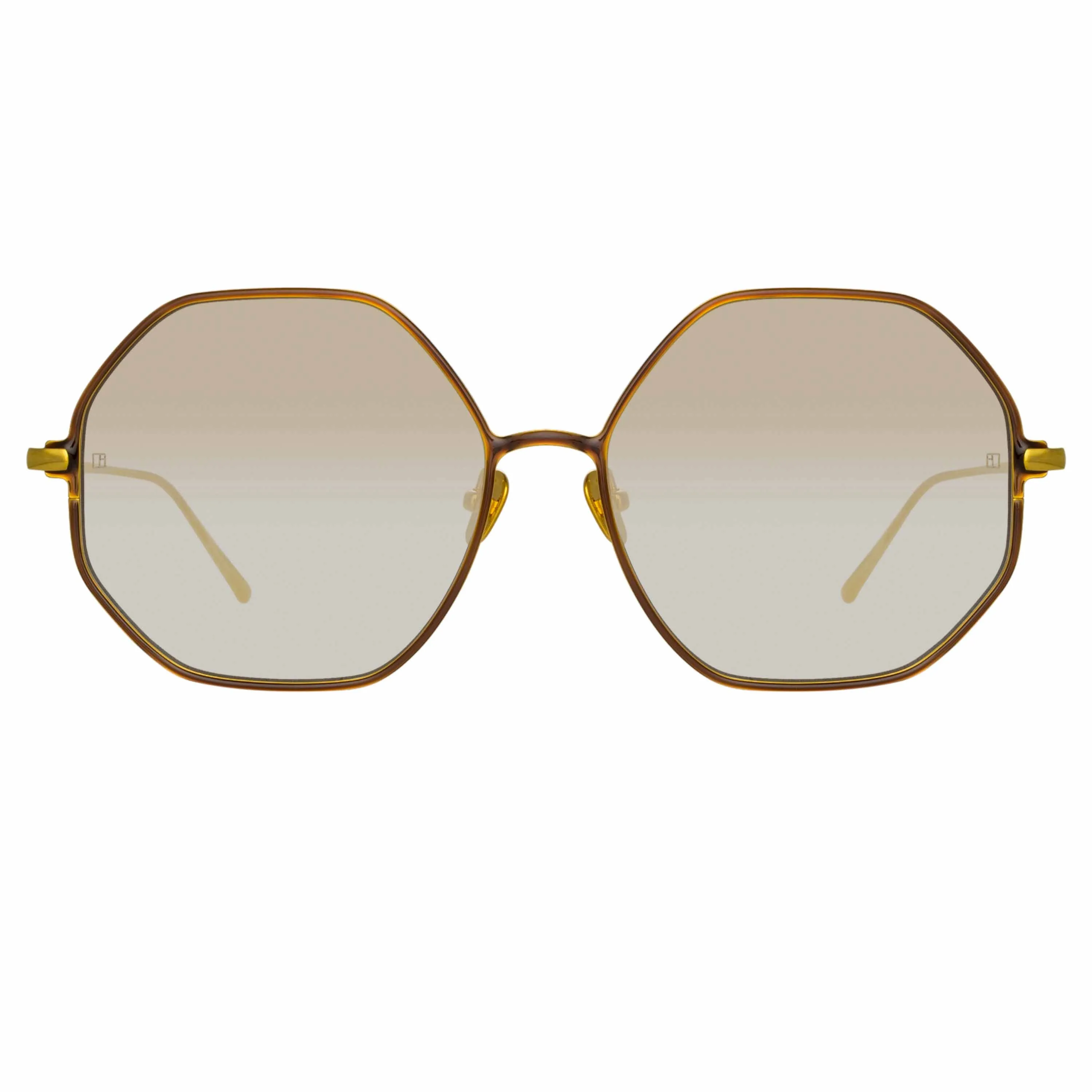 Leif Oversized Sunglasses in Yellow Gold and Brown