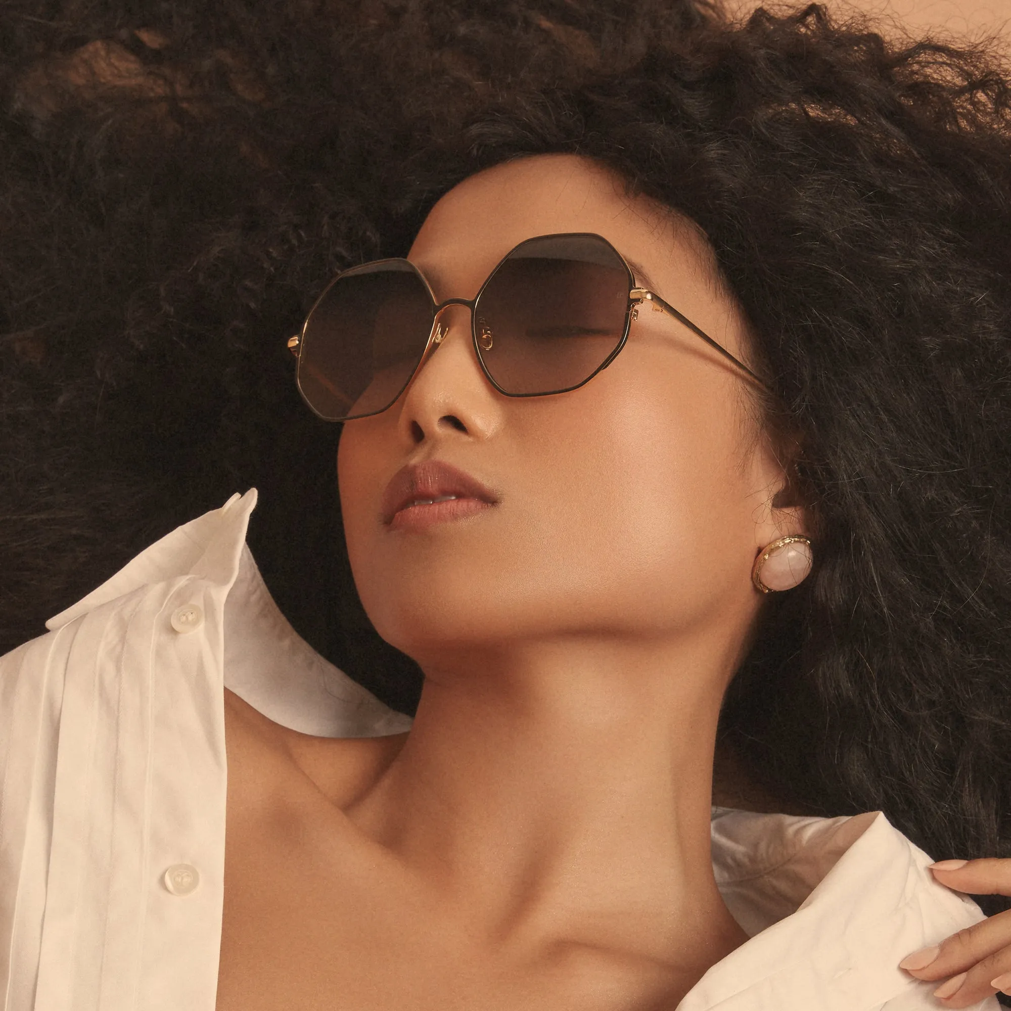 Leif Oversized Sunglasses in Yellow Gold and Brown