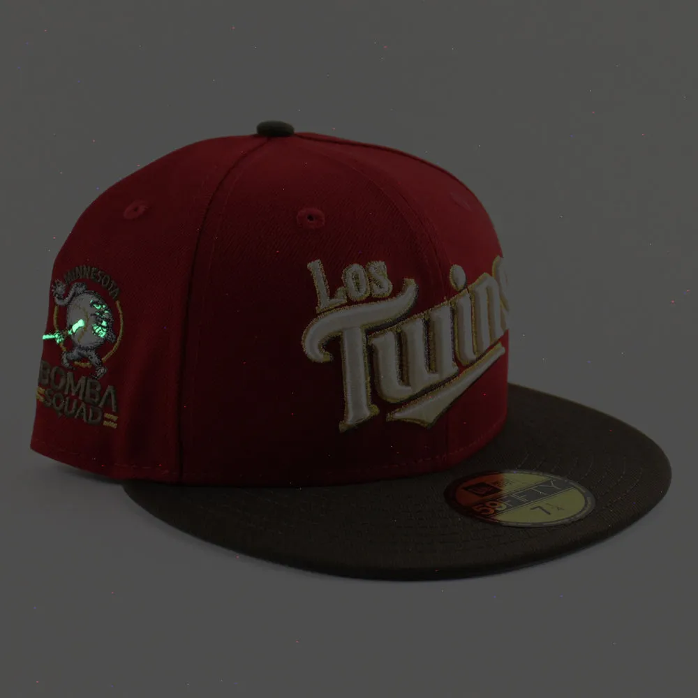 Los Twins Minnesota Twins Bomba Squad New Era 59Fifty Fitted Hat (Scarlet Red Walnut and Gray Under Brim)