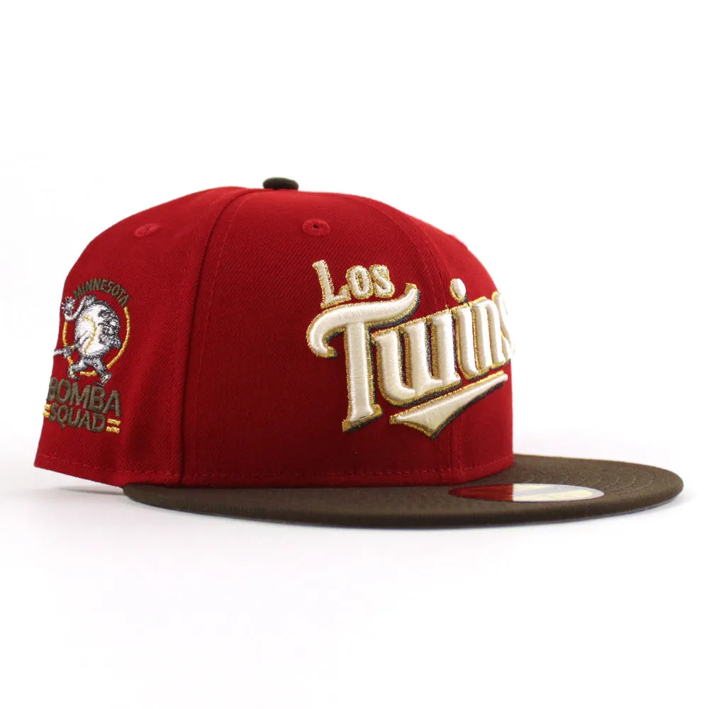 Los Twins Minnesota Twins Bomba Squad New Era 59Fifty Fitted Hat (Scarlet Red Walnut and Gray Under Brim)